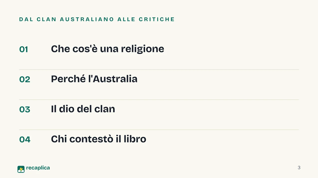 Slide 3 della presentazione su Le forme elementari della vita religiosa di Durkheim: Dal clan australiano alle critiche