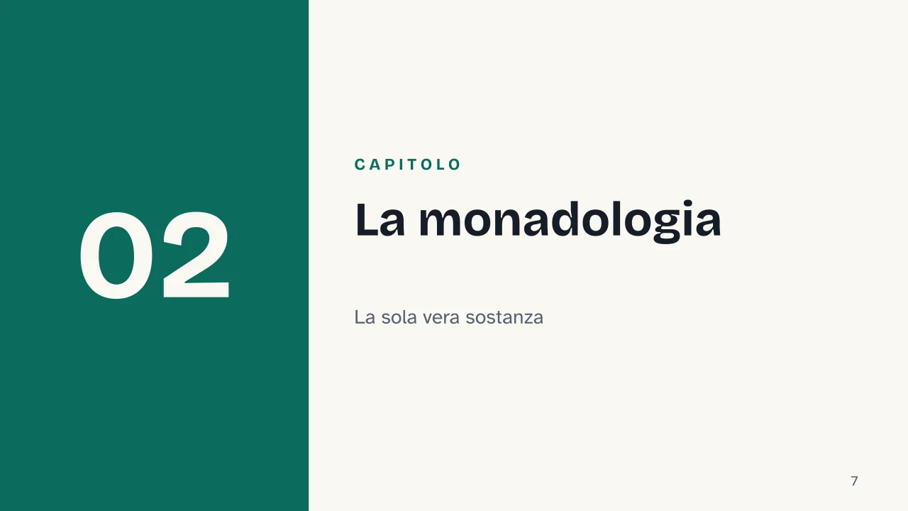 Slide 7 della presentazione su Leibniz: Capitolo 02: La monadologia