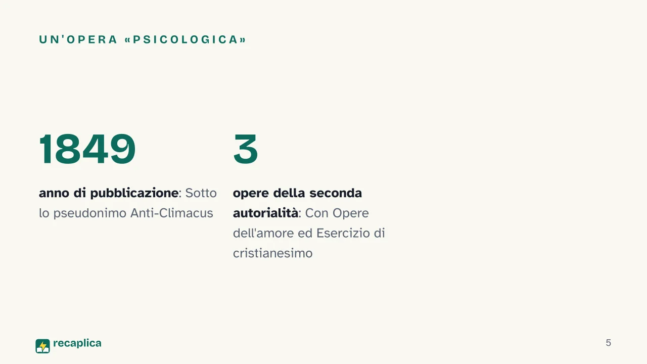 Slide 5 della presentazione su Disperazione in Kierkegaard: Un'opera «psicologica»