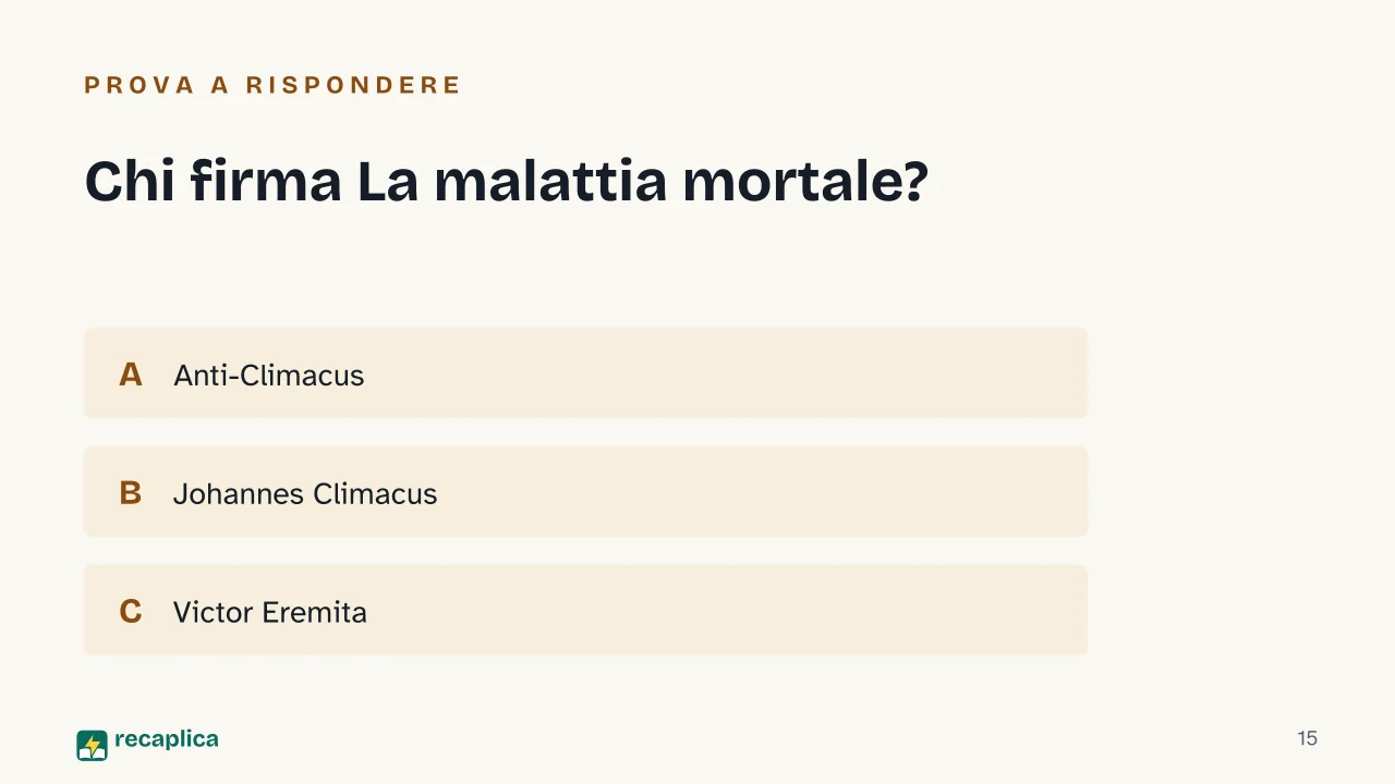 Slide 15 della presentazione su Disperazione in Kierkegaard: Chi firma La malattia mortale?