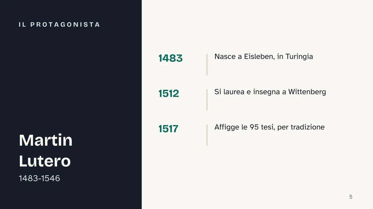 Slide 5 della presentazione su Martin Lutero e la Riforma protestante: Il protagonista