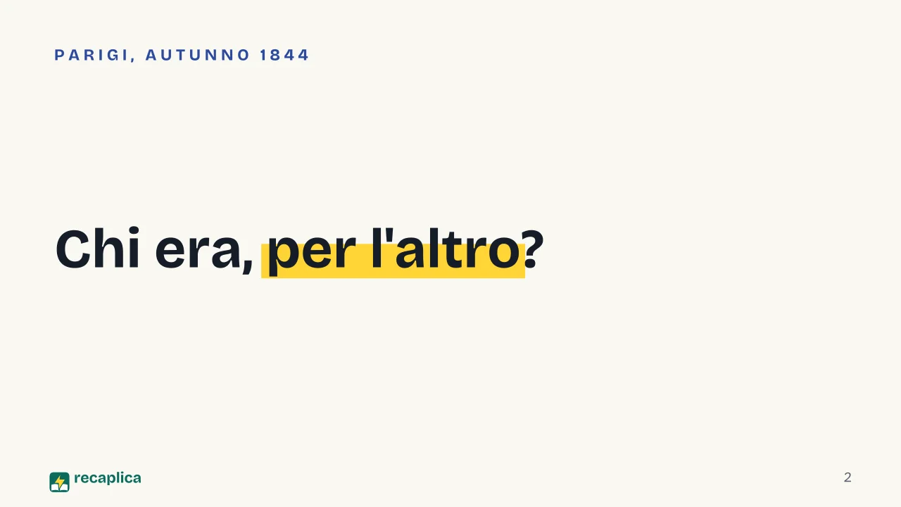 Slide 2 della presentazione su Marx ed Engels: Chi era, per l'altro?