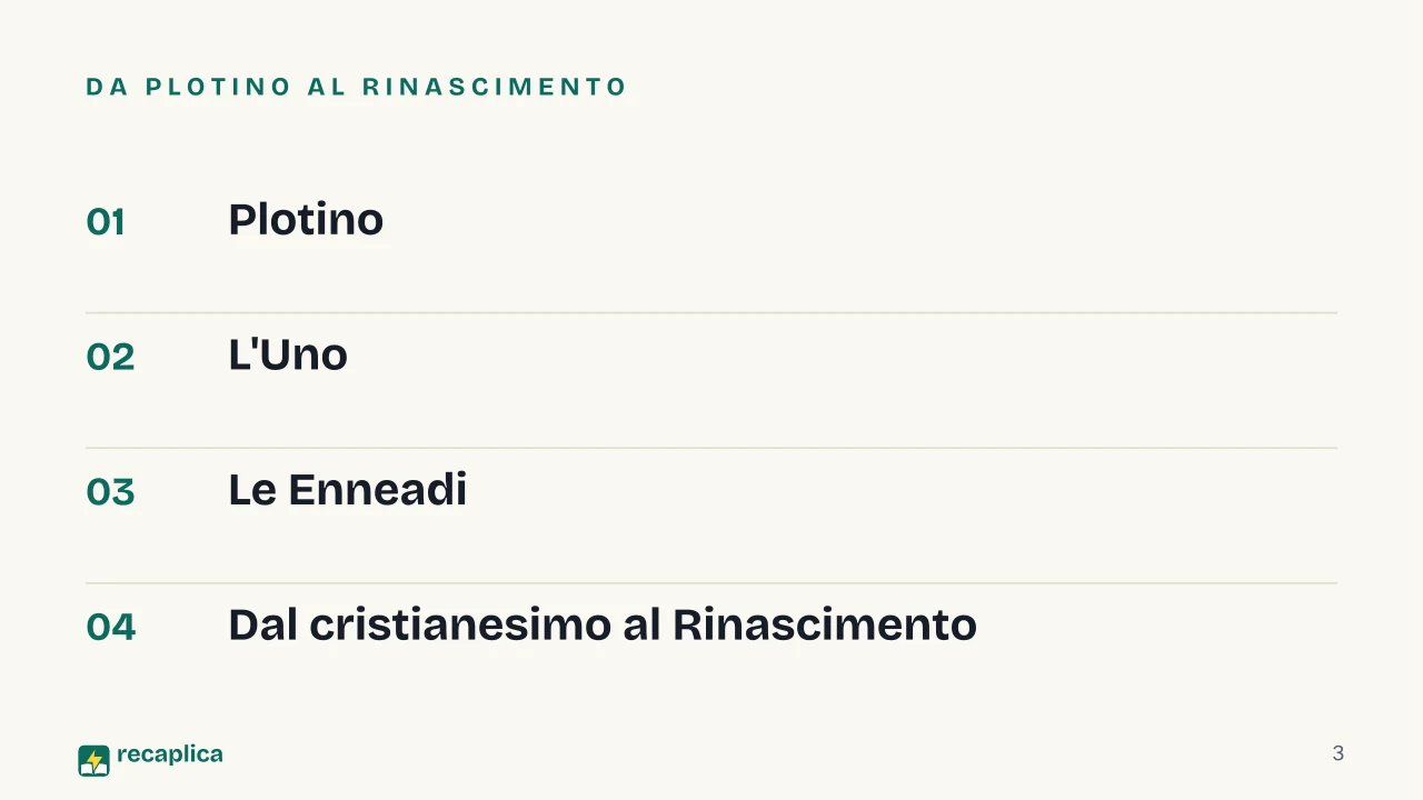 Slide 3 della presentazione su Neoplatonismo: Da Plotino al Rinascimento