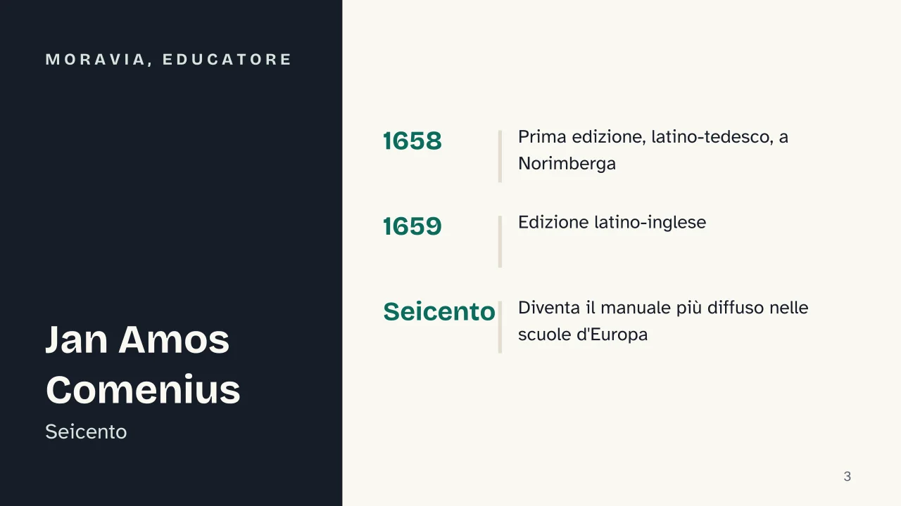Slide 3 della presentazione su Orbis Sensualium Pictus: Moravia, educatore