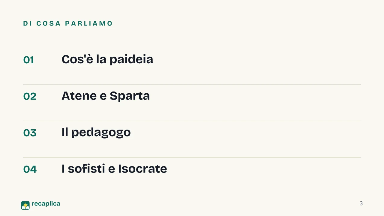 Slide 3 della presentazione su Paideia greca: Di cosa parliamo
