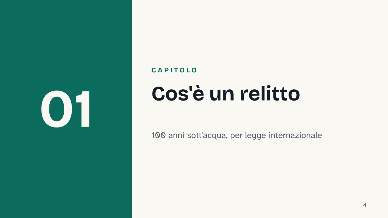 Slide 4 della presentazione su Relitto: Capitolo 01: Cos'è un relitto