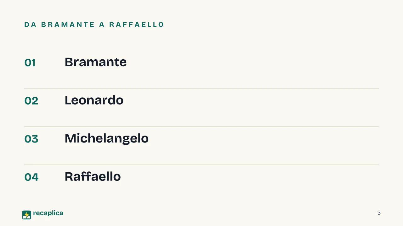 Slide 3 della presentazione su Rinascimento maturo: Da Bramante a Raffaello