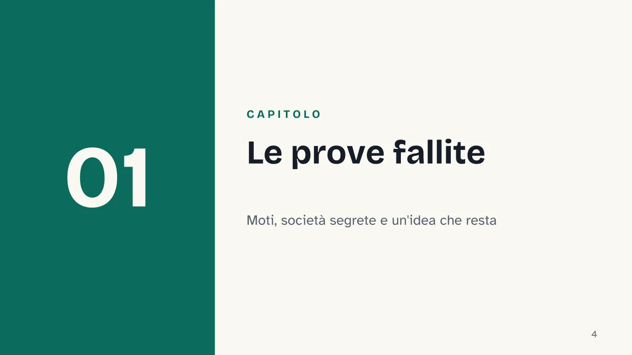 Slide 4 della presentazione su Il Risorgimento e l'Unità d'Italia: Capitolo 01: Le prove fallite