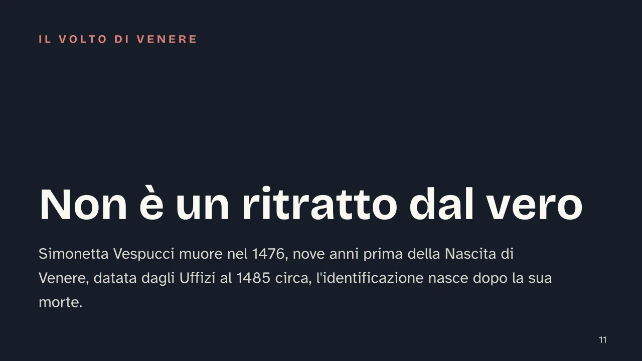 Slide 11 della presentazione su Botticelli: Non è un ritratto dal vero