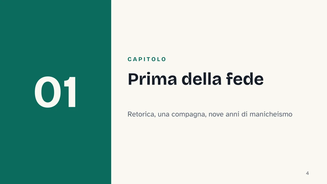 Slide 4 della presentazione su Sant'Agostino: Capitolo 01: Prima della fede