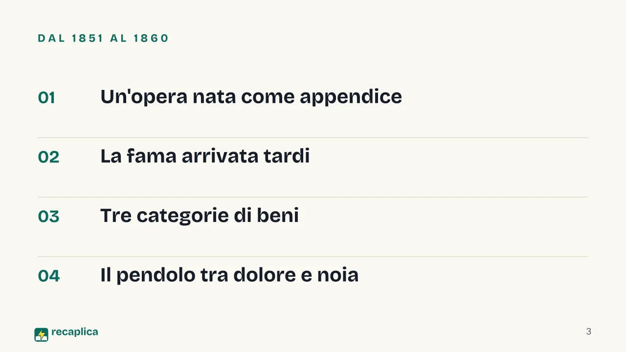 Slide 3 della presentazione su Parerga e Paralipomena di Schopenhauer: Dal 1851 al 1860