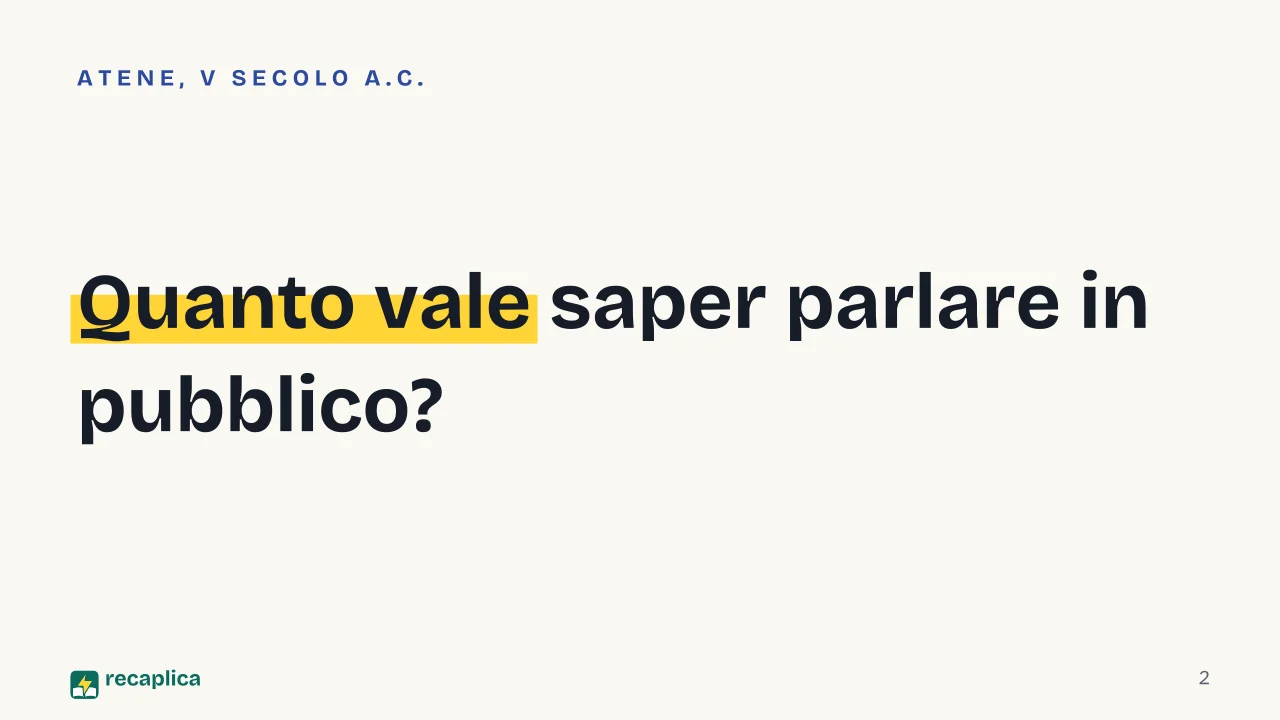 Slide 2 della presentazione su Sofisti: Quanto vale saper parlare in pubblico?