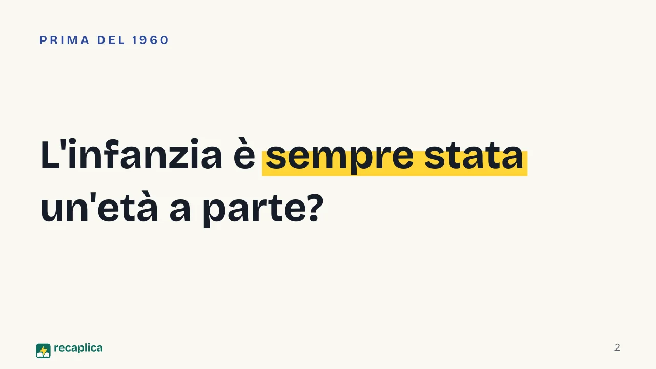 Slide 2 della presentazione su Storia dell'infanzia: L'infanzia è sempre stata un'età a parte?