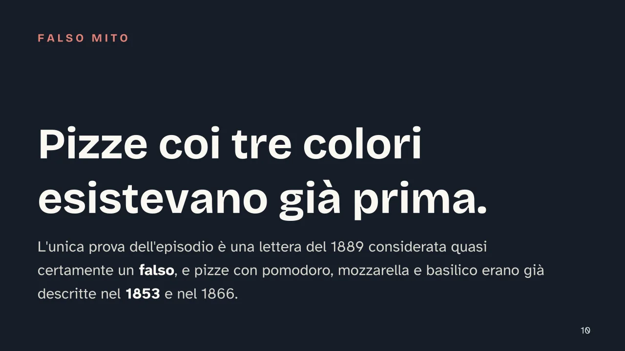 Slide 10 della presentazione su Storia della pizza: Pizze coi tre colori esistevano già prima.
