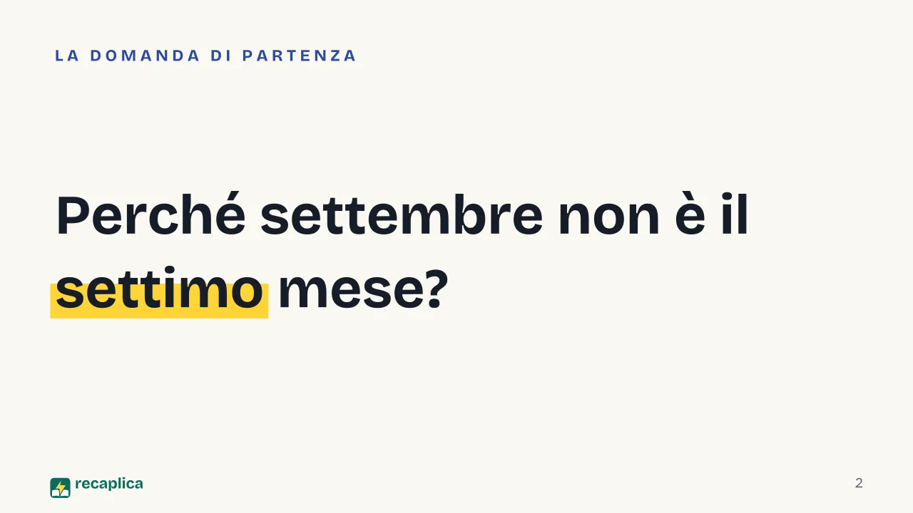 Slide 2 della presentazione su Da dove vengono i nomi dei mesi: Perché settembre non è il settimo mese?