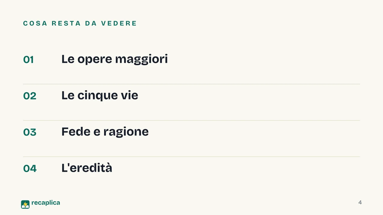Slide 4 della presentazione su Tommaso d'Aquino: Cosa resta da vedere