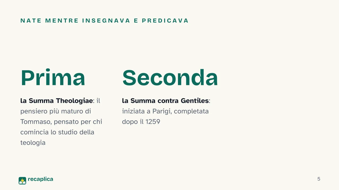 Slide 5 della presentazione su Tommaso d'Aquino: Nate mentre insegnava e predicava