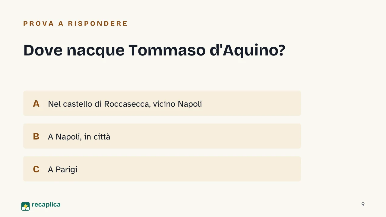Slide 9 della presentazione su Tommaso d'Aquino: Dove nacque Tommaso d'Aquino?
