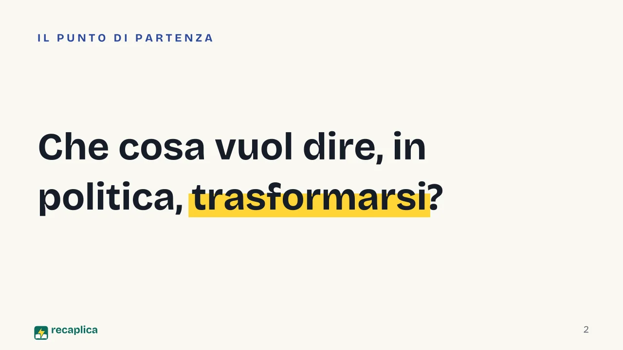 Slide 2 della presentazione su Trasformismo: Che cosa vuol dire, in politica, trasformarsi?