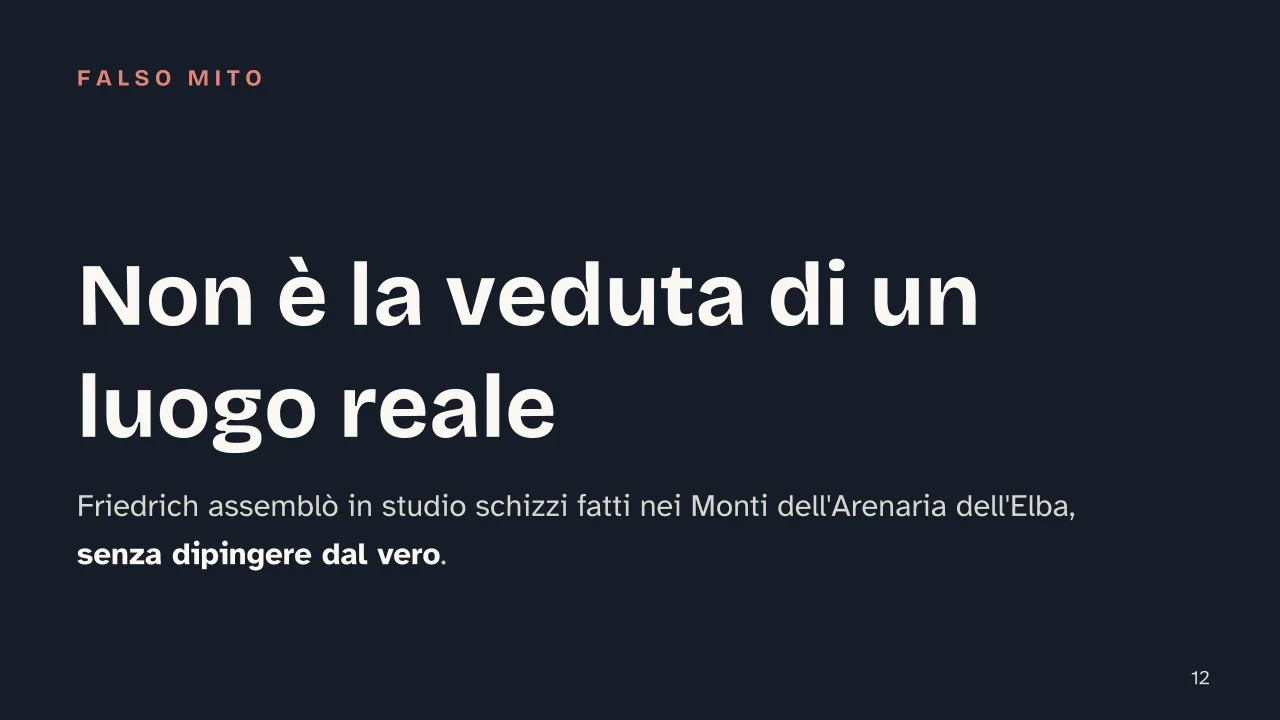 Slide 12 della presentazione su Viandante sul mare di nebbia: Non è la veduta di un luogo reale