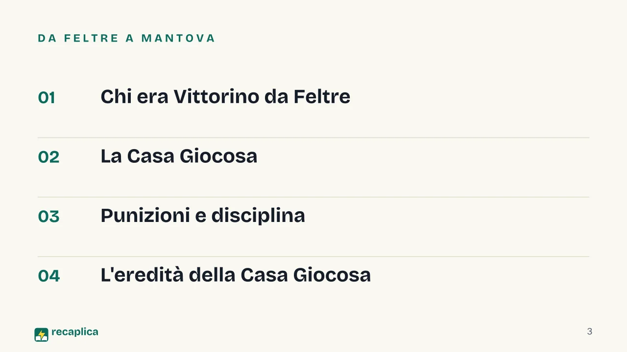 Slide 3 della presentazione su Vittorino da Feltre: Da Feltre a Mantova