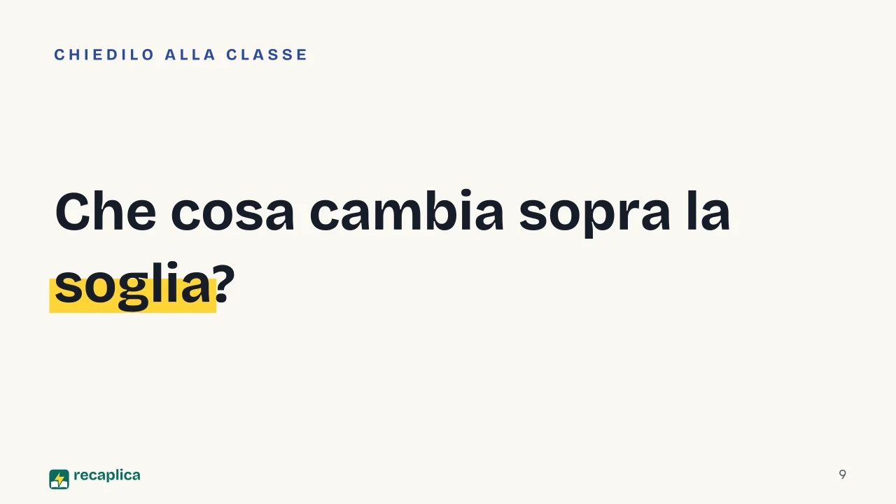 Slide 9 della presentazione su AI Act: Che cosa cambia sopra la soglia?