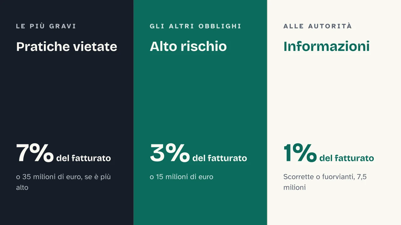 Slide 11 della presentazione su AI Act: Pratiche vietate · Alto rischio · Informazioni