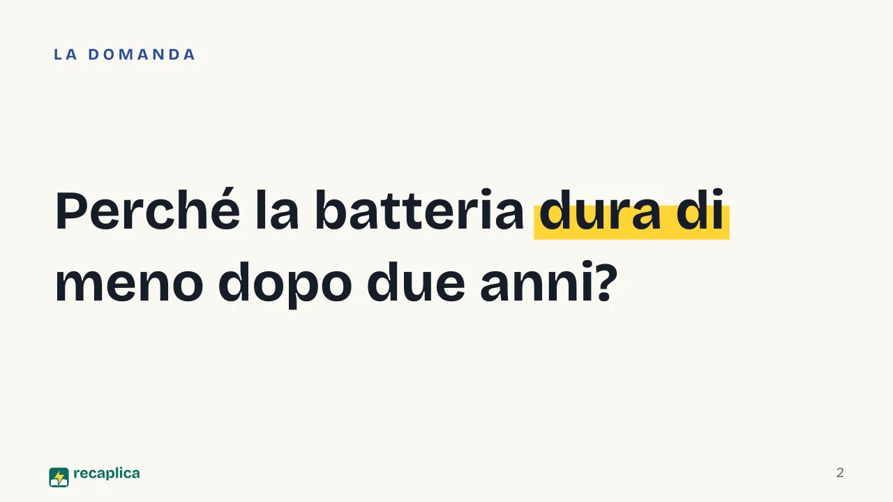 Slide 2 della presentazione su Batteria dello smartphone: Perché la batteria dura di meno dopo due anni?