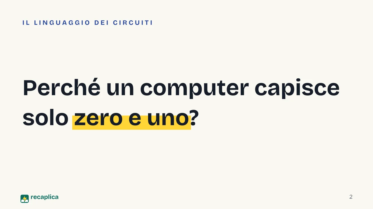 Slide 2 della presentazione su Codice binario: Perché un computer capisce solo zero e uno?