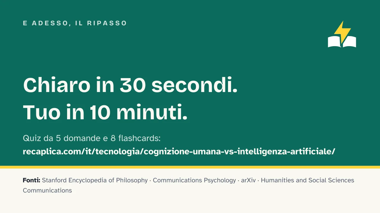 Slide 18 della presentazione su Cognizione umana e intelligenza artificiale: E adesso, il ripasso