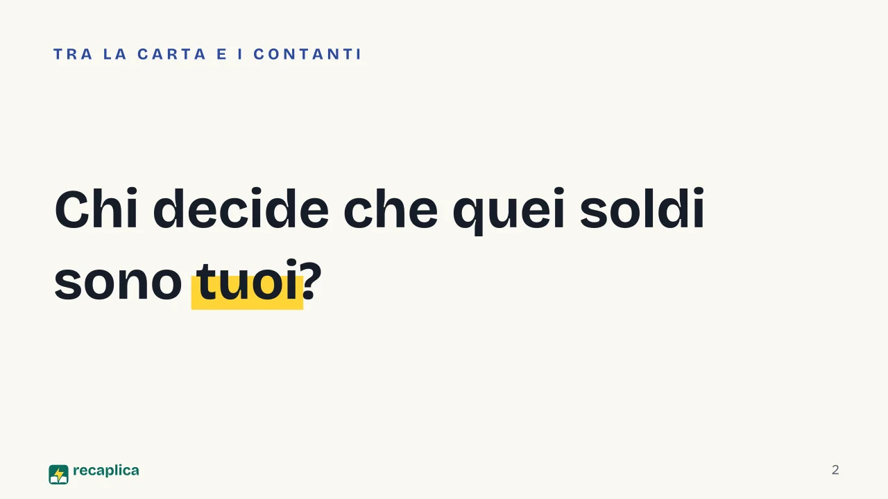 Slide 2 della presentazione su Bancomat: Chi decide che quei soldi sono tuoi?