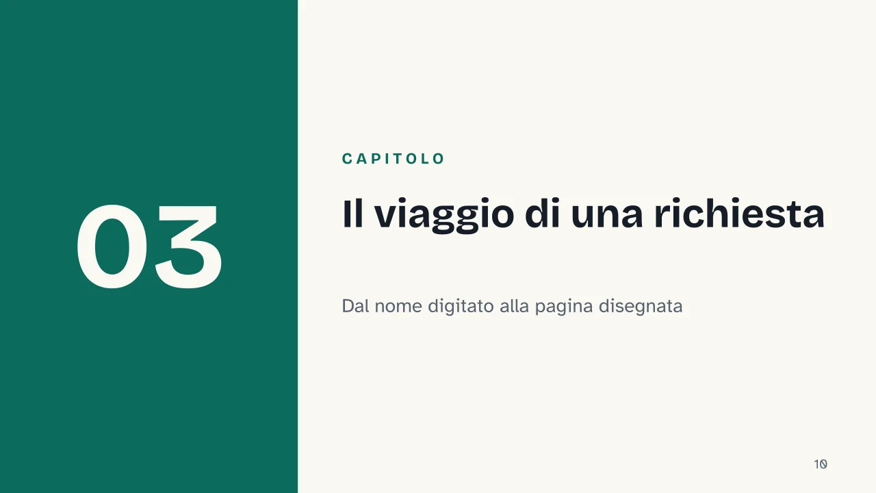 Slide 10 della presentazione su Come funziona Internet: Capitolo 03: Il viaggio di una richiesta