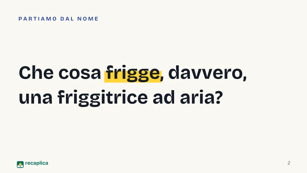 Slide 2 della presentazione su Friggitrice ad aria: Che cosa frigge, davvero, una friggitrice ad aria?