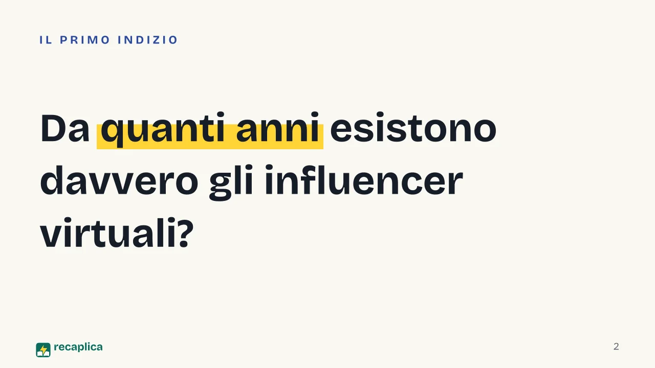 Slide 2 della presentazione su Influencer virtuali: Da quanti anni esistono davvero gli influencer virtuali?