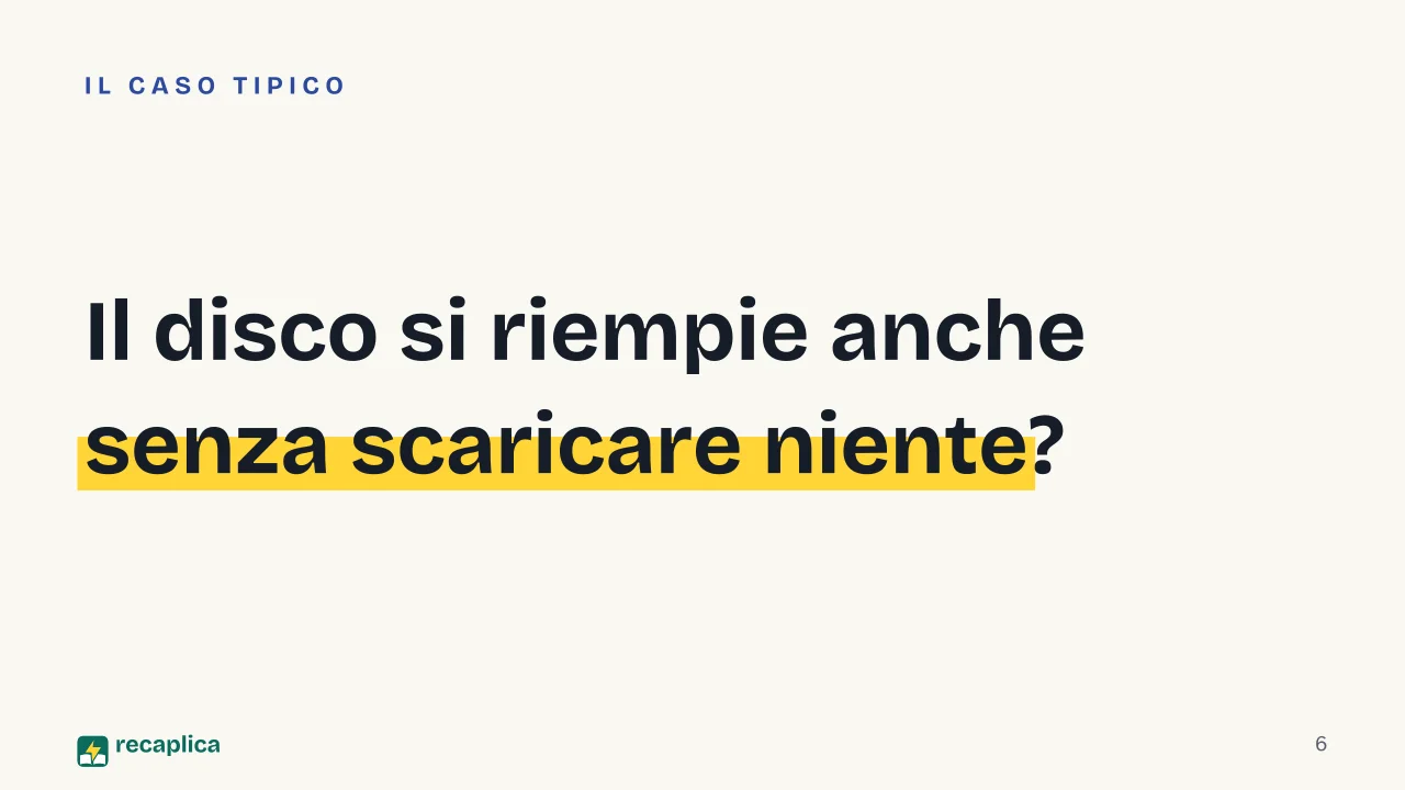 Slide 6 della presentazione su Pulizia di PC e Mac: Il disco si riempie anche senza scaricare niente?