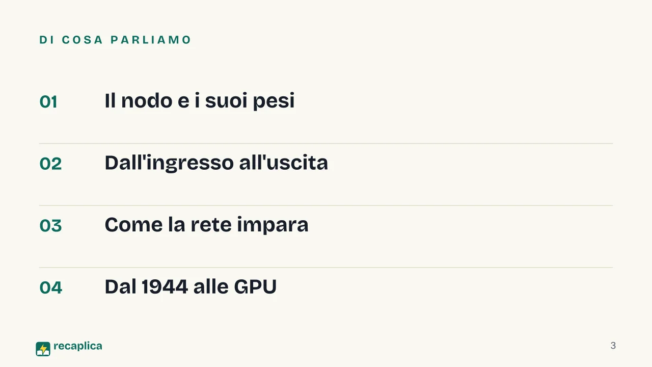 Slide 3 della presentazione su Le reti neurali: Di cosa parliamo
