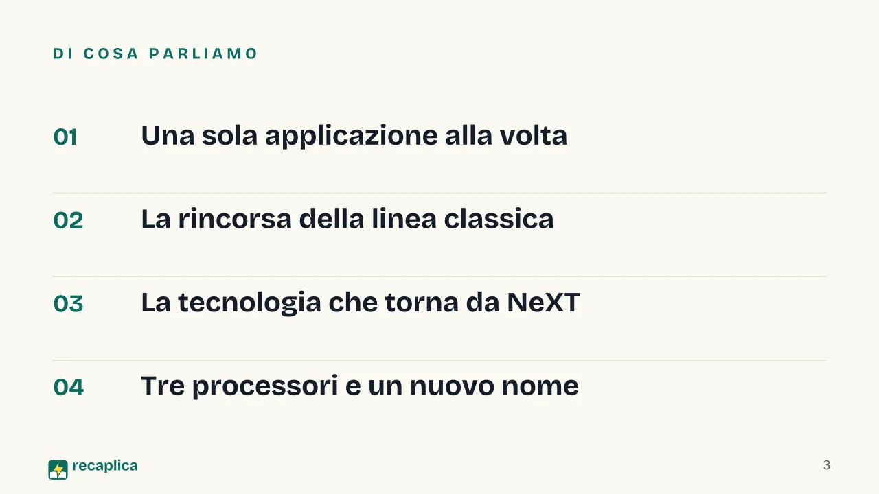 Slide 3 della presentazione su macOS e Mac OS: Di cosa parliamo