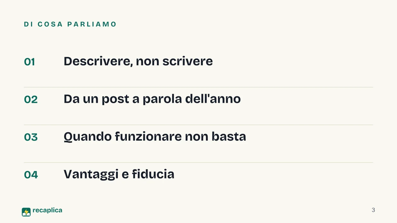 Slide 3 della presentazione su Vibe coding: Di cosa parliamo