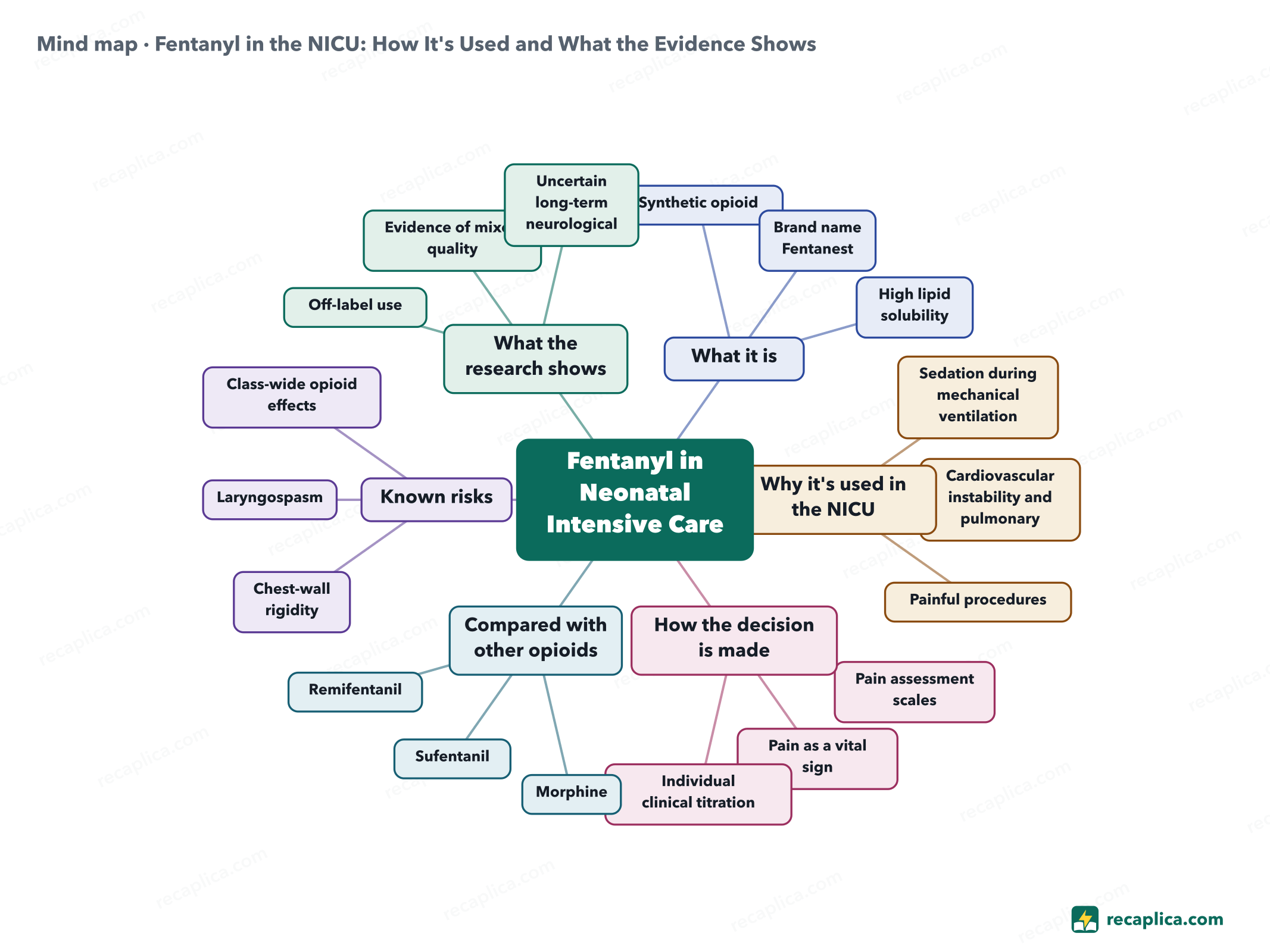 Mind map: Fentanyl in the NICU: How It's Used and What the Evidence Shows