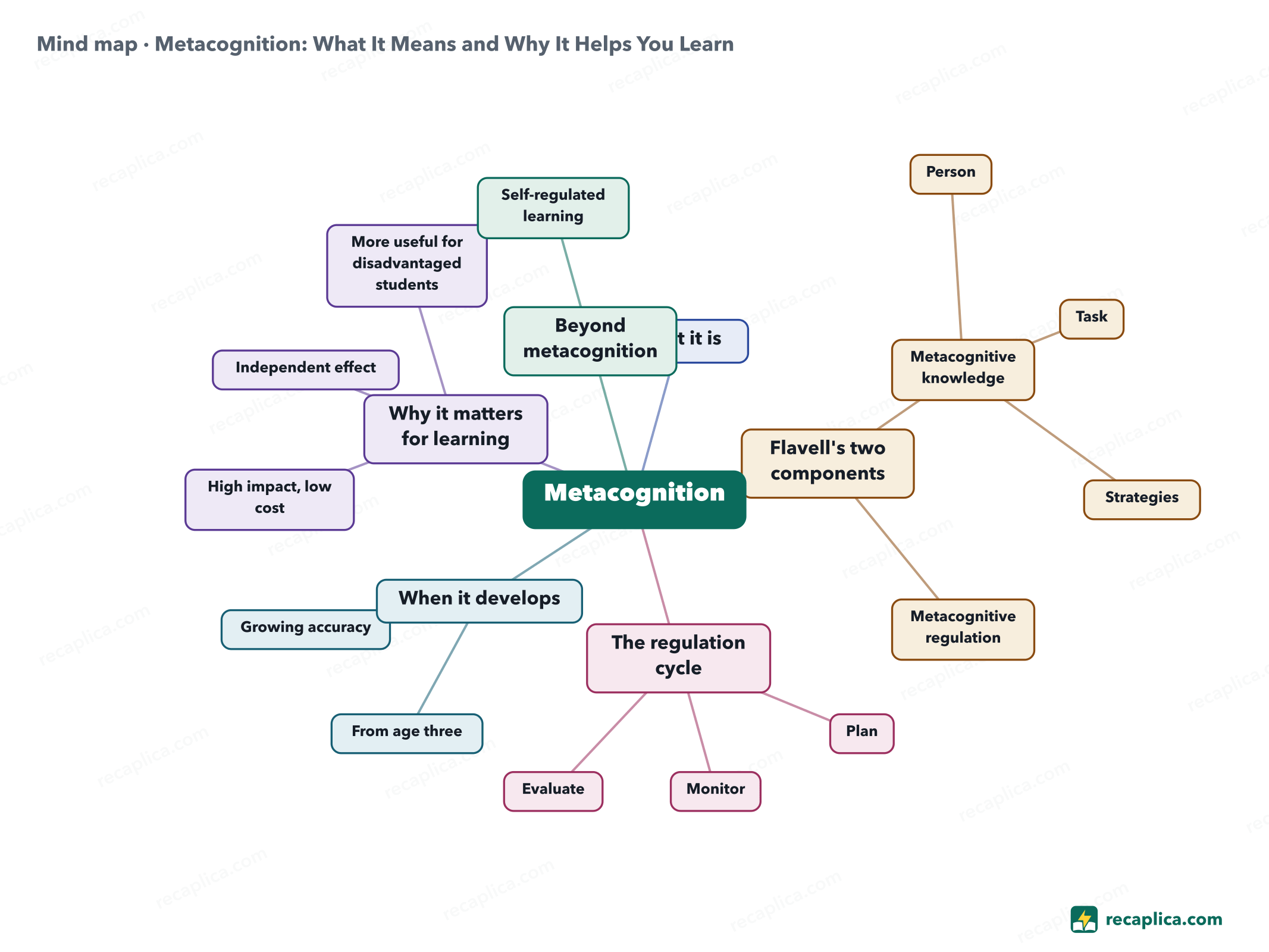 Mind map: Metacognition: What It Means and Why It Helps You Learn