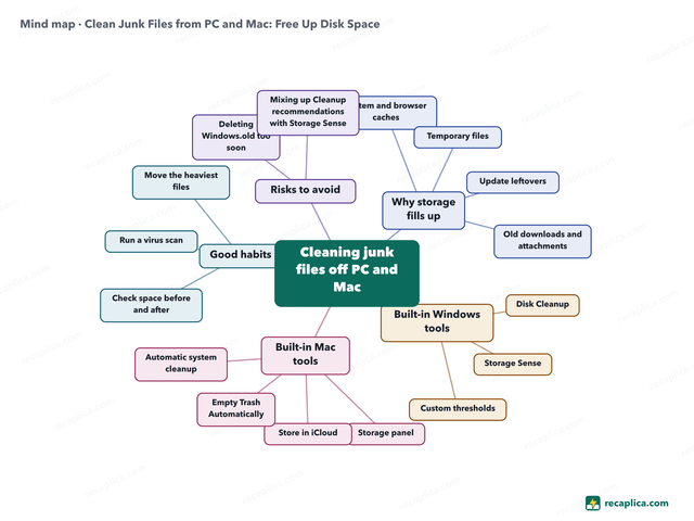 Mind map: Clean Junk Files from PC and Mac