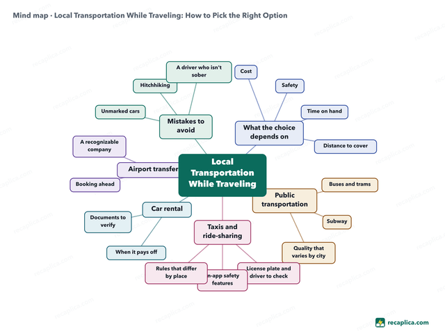 Mind map: Local Transportation While Traveling