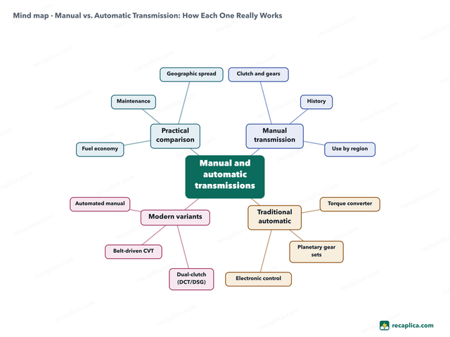Mind map: Manual vs. Automatic Transmission