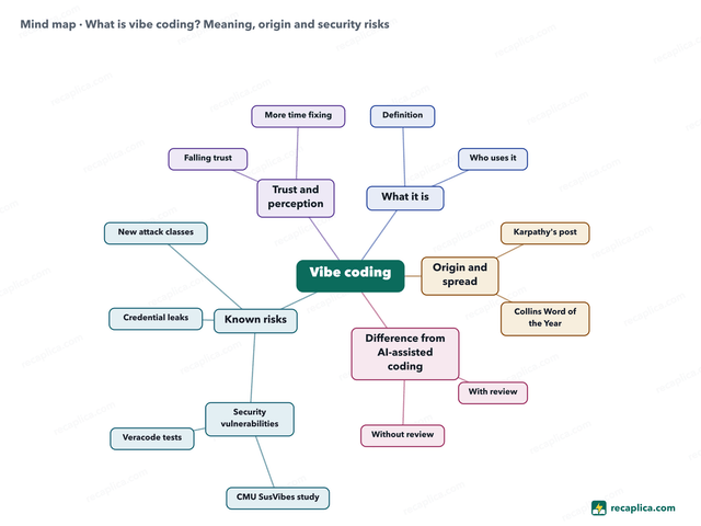 Mind map: What is vibe coding? Meaning, origin and security risks