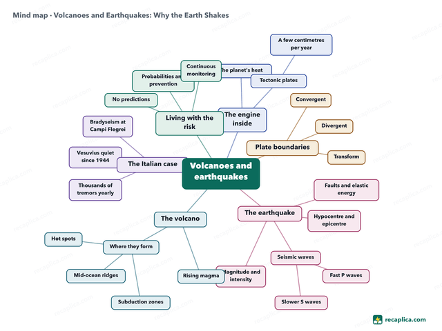 Mind map: Volcanoes and Earthquakes