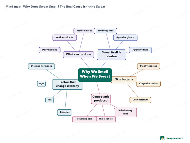 Mind map: Why Does Sweat Smell? The Real Cause Isn't the Sweat