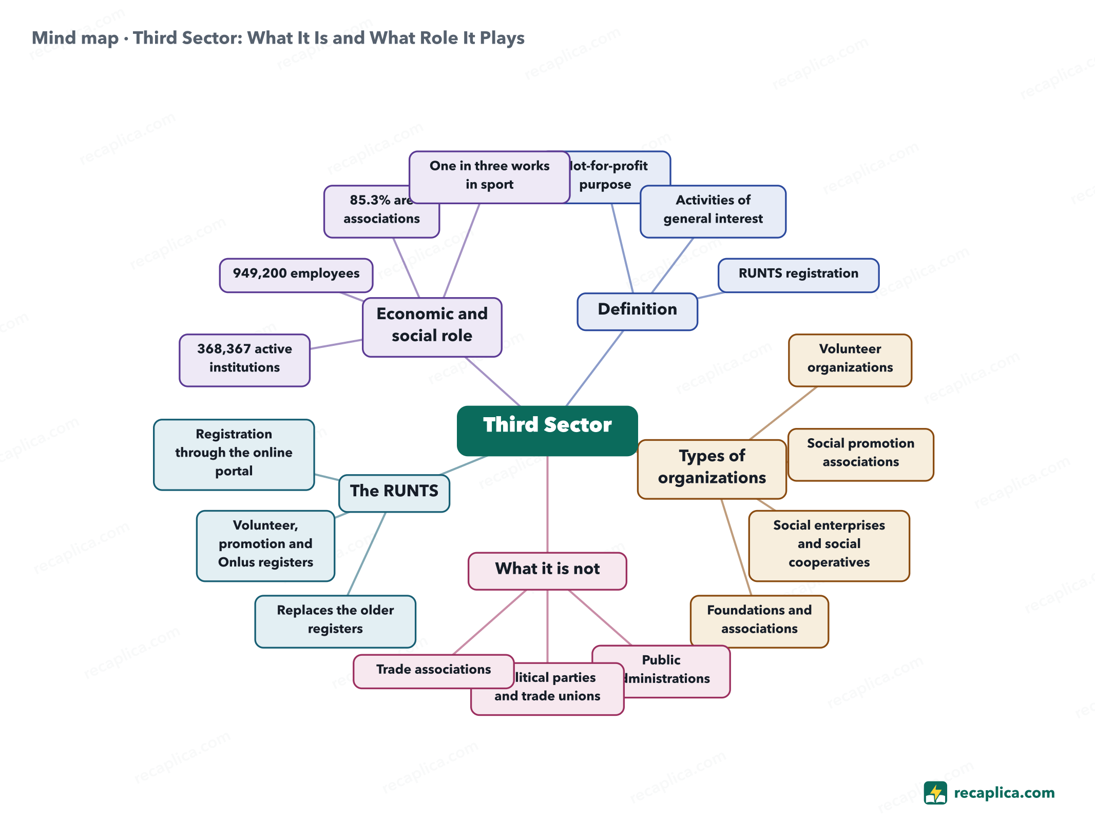 Mind map: Third Sector: What It Is and What Role It Plays