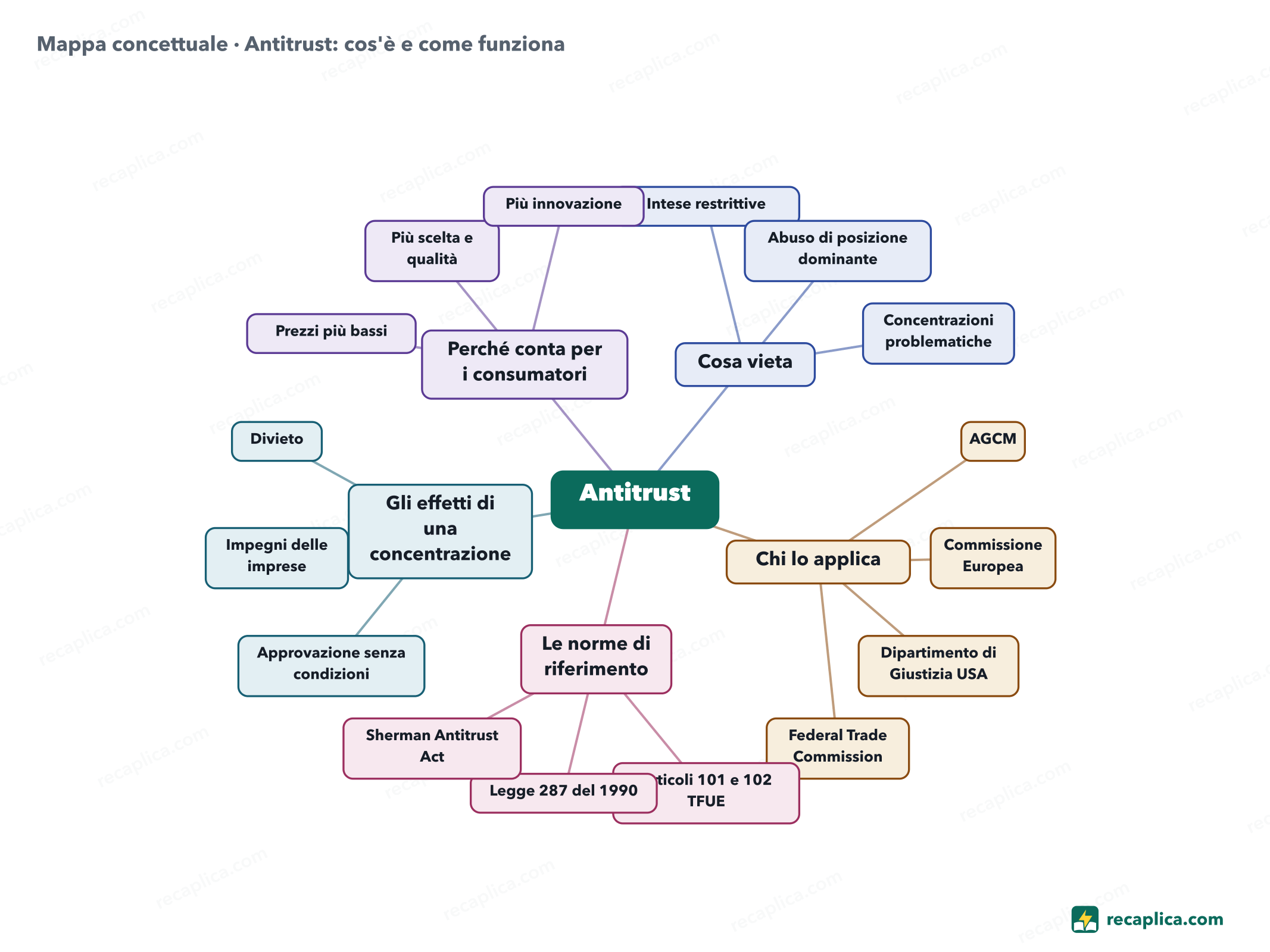 Mappa concettuale: Antitrust: cos'è e come funziona