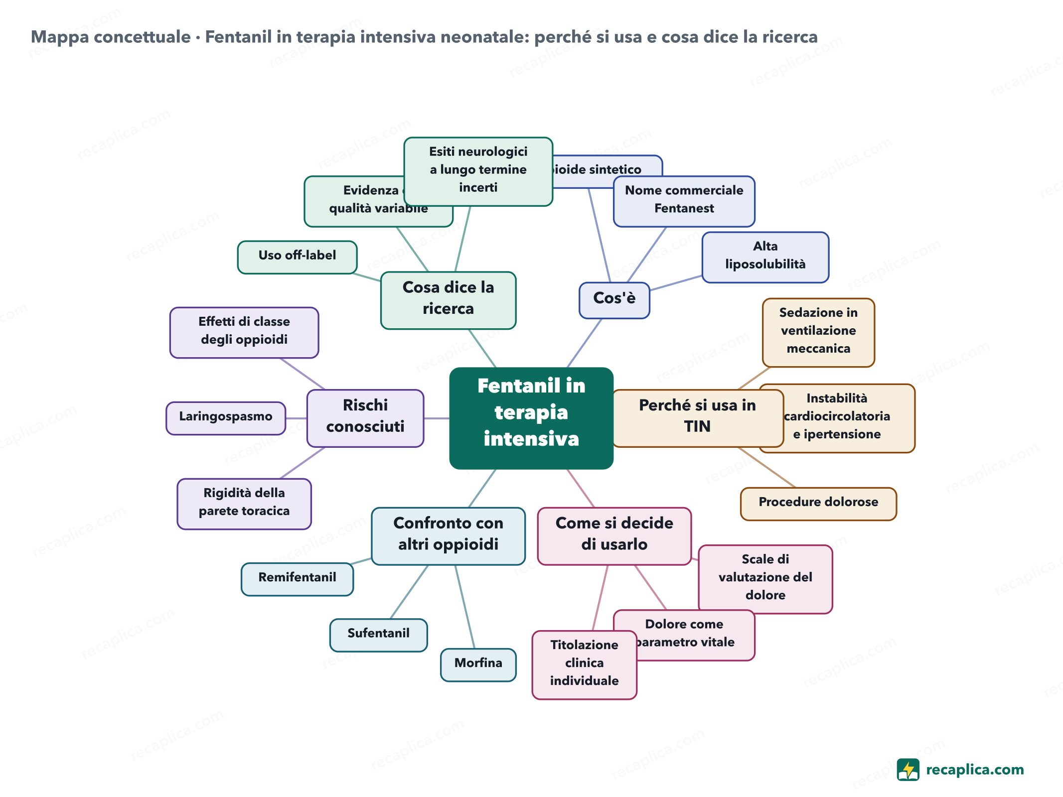 Mappa concettuale: Fentanil in terapia intensiva neonatale: perché si usa e cosa dice la ricerca