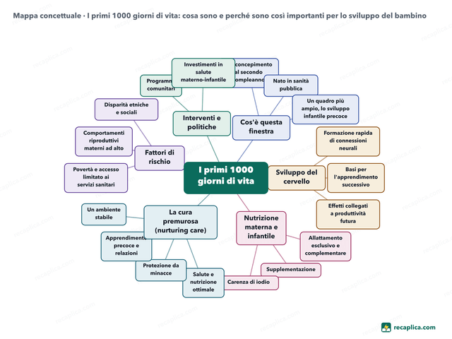Mappa concettuale: I primi 1000 giorni di vita